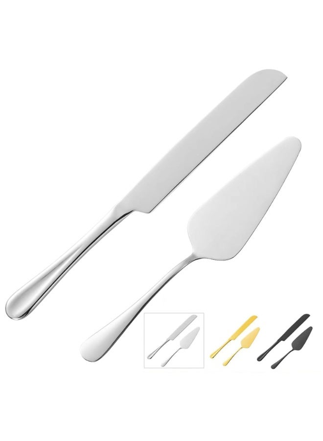 Elegant Cake Knife And Server Set, Thickened Stainless Steel Round Edge, Cake Pizza Dim Sum Bread Shovel, Suitable For Birthday Anniversary Celebrations, 2 Pieces, Silver  - Image 4