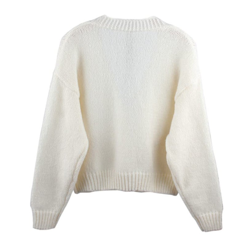 HOULENGS Women's Kawaii Flower Embroidered Button Down Cardigan Sweater Long Sleeve V Neck Knitted Crop Sweater Coat Sunflowers One Size - Image 2