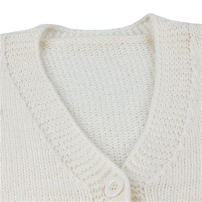 HOULENGS Women's Kawaii Flower Embroidered Button Down Cardigan Sweater Long Sleeve V Neck Knitted Crop Sweater Coat Sunflowers One Size - Image 3