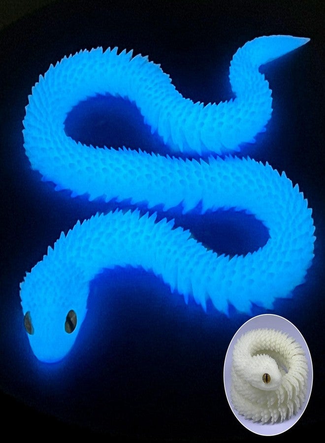Binvin 3D Printed Animals-Snake Viper,3D Printed Snake Toys 3D Printed Articulated Snake 3D Printed Animals Animal Model Ornaments Creative Funny Toy Festival Gift for Frends (Luminous Blue, 20.2 Inch) - Image 1