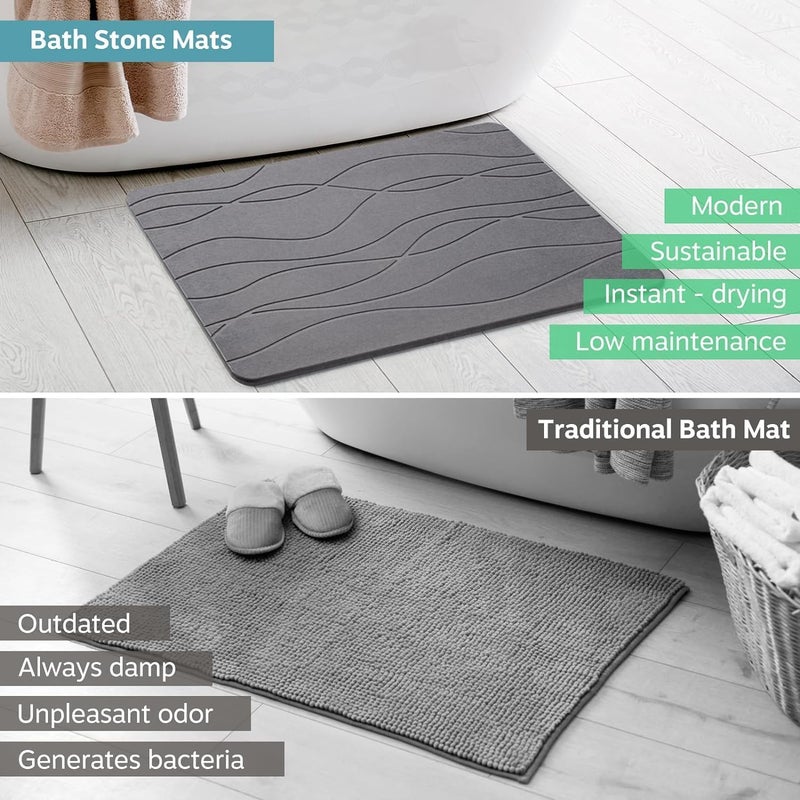 TMOHRA Stone Bath Mat,Fast-Drying Diatomaceous Earth Shower Mat, Non-Slip Super Absorbent Bathroom Floor Mat, Quick Drying Mat Natural Easy to Clean for Bathroom Tub, Floor,Kitchen,Home Decor (Grey 2) - Image 4