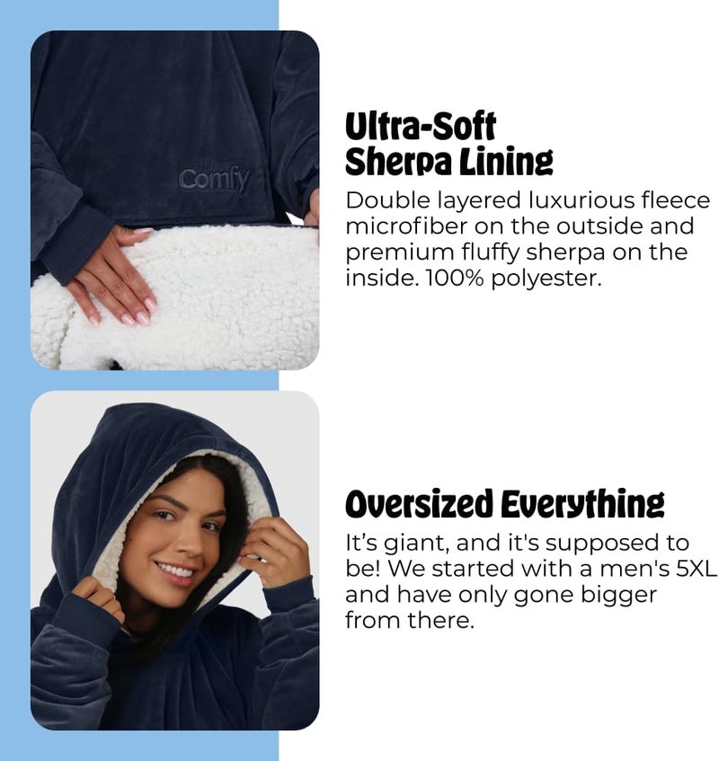 THECOMFY Original | Sherpa Lined Microfiber Fleece Wearable Blanket, Oversized Design with Hood and Pocket from Shark Tank - Image 4