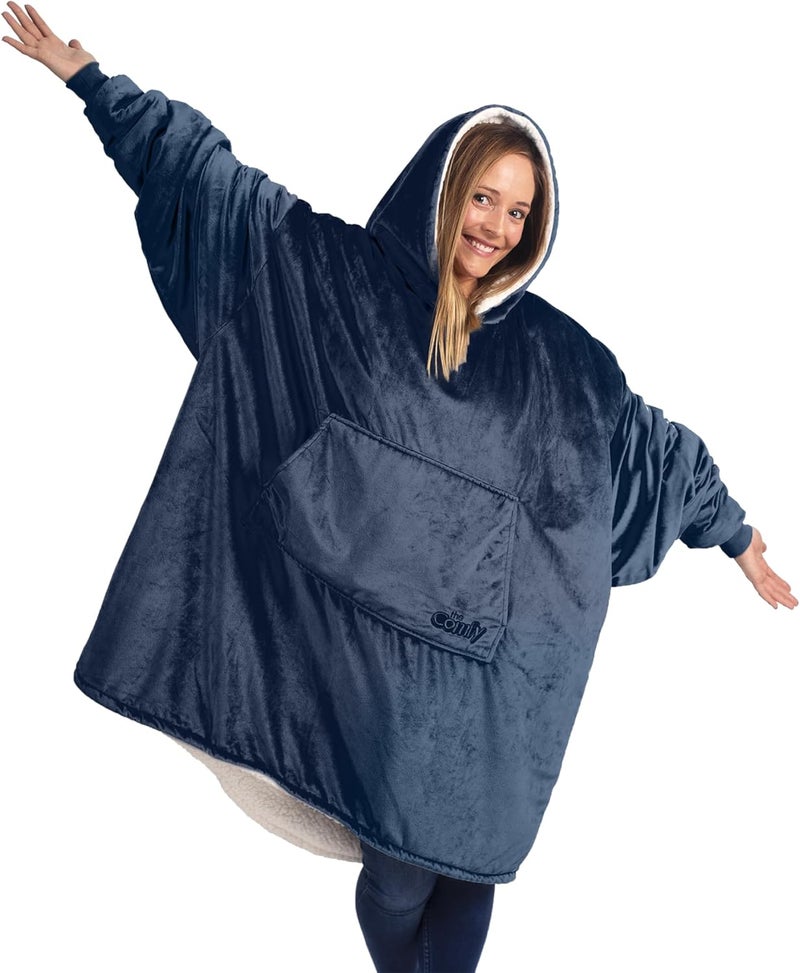 THECOMFY Original | Sherpa Lined Microfiber Fleece Wearable Blanket, Oversized Design with Hood and Pocket from Shark Tank - Image 1