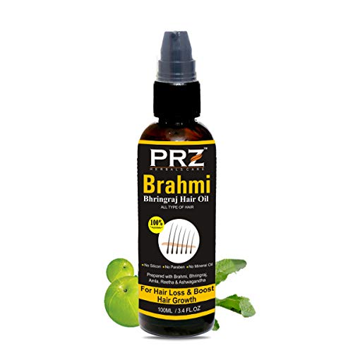 PRZ Brahmi BHRINGRAJ Hair Oil For Unisex (100 ML)- ALL TYPE OF HAIR -ALL TYPE OF HAIR - For Hair Loss & BoParabens, No Mineral Oil, No Silicon Oil, No Chemicals) ost Hair Growth (No - Image 1