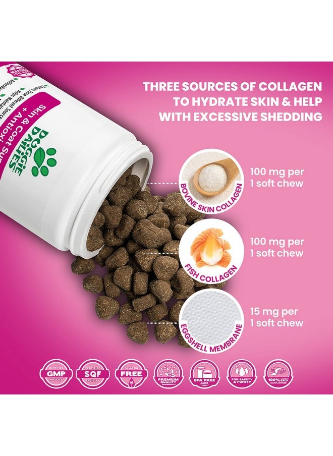 Doggie Dailies Skin & Coat Supplement + Antioxidant Support, 225 Soft Chews, Salmon Oil For Dogs Skin And Coat With Collagen, Omega 3, Krill Oil, Biotin, & Coconut Oil For Dogs (Salmon)  - Image 4