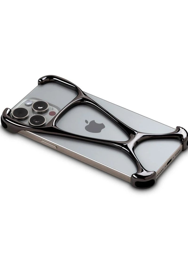 darc iPhone 15 Pro Max Slim and Lightweight Stainless Steel Case in Bright Black Color  - Image 2