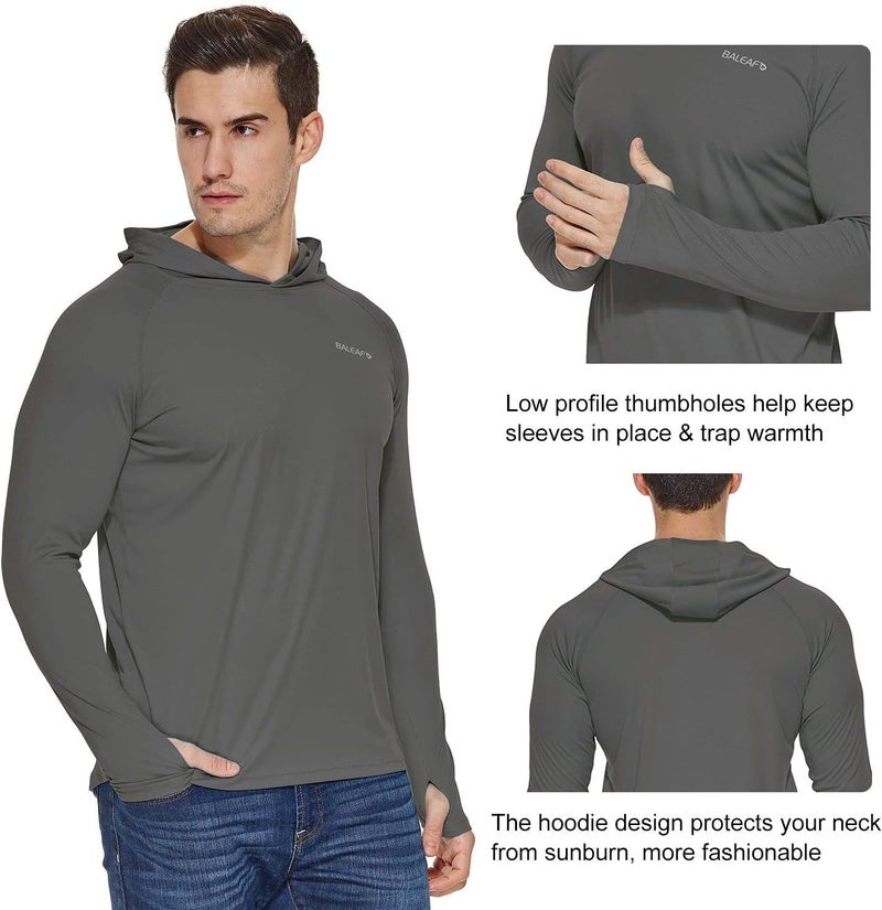 Baleaf Men's Sun Protection Hoodie Shirt UPF 50+ Long Sleeve UV SPF T-Shirts Rash Guard Fishing Swimming Lightweight - Image 5