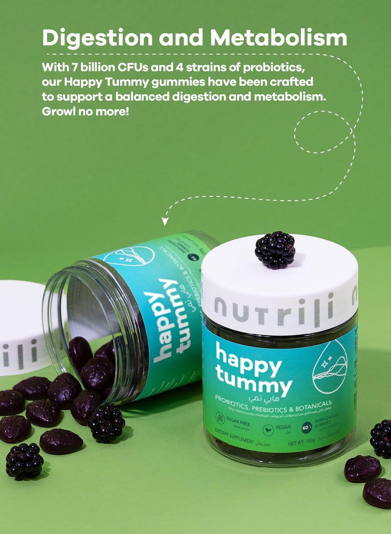 نوتريلي هابي تمي فيتامين بروبيوتيك خالي من السكر | الهضم والتمثيل الغذائي | البروبيوتيك والبريبيوتيك والنباتات والفيتامينات - Image 2
