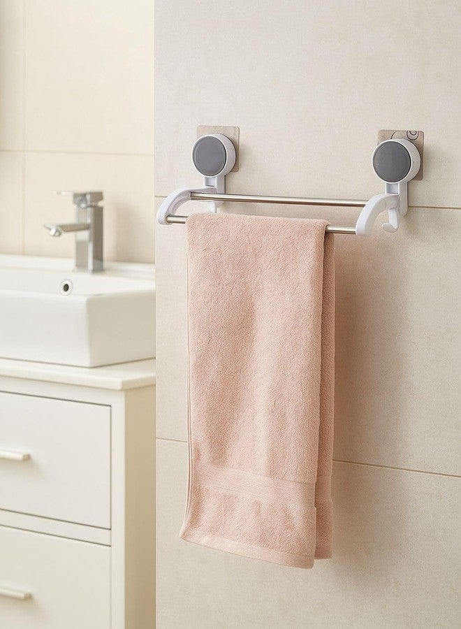 LEAWALL حامل مناشف مزدوج ذاتي اللصق من Leawall للحمام، يُثبت على الحائط بدون حفر، مزود بقضبان من الفولاذ المقاوم للصدأ وحوامل بلاستيكية، منظم حمام بدون حفر للحمام والمطبخ (قطعتان، 10.5 بوصة) - Image 1