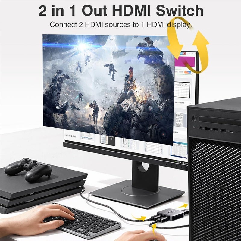 10K 8K HDMI Switch - HDMI Switch 2 in 1 Out, HDMI Splitter Switcher, Bi-Directional HDMI Hub, Supports 8K@60Hz, 4K@240Hz, Compatible with PS5/4, Xbox, Fire Stick, Apple TV, Projector - Image 2