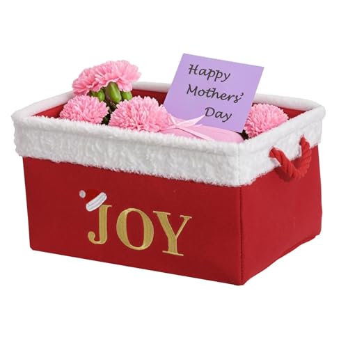INough Christmas Basket Large Empty Christmas Baskets Red Christmas Gift Baskets with Handles Holiday Storage for Gifts Holiday Christmas Decor for BabyKidsNursery Room - Image 1