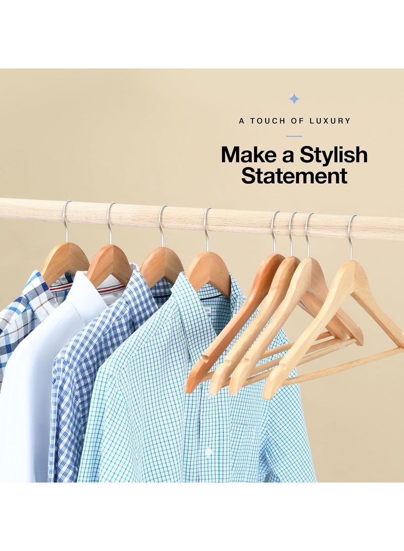 CityRiya-Long Wooden Hangers 20 Pack Durable & Slim Coat Hanger Suit Hangers Heavy Duty Robe Hangers with 360-Degree Rotatable Hook Wood Dress Hangers Clothes Hangers for Shirts, Jackets, Dress, Pant - Image 2
