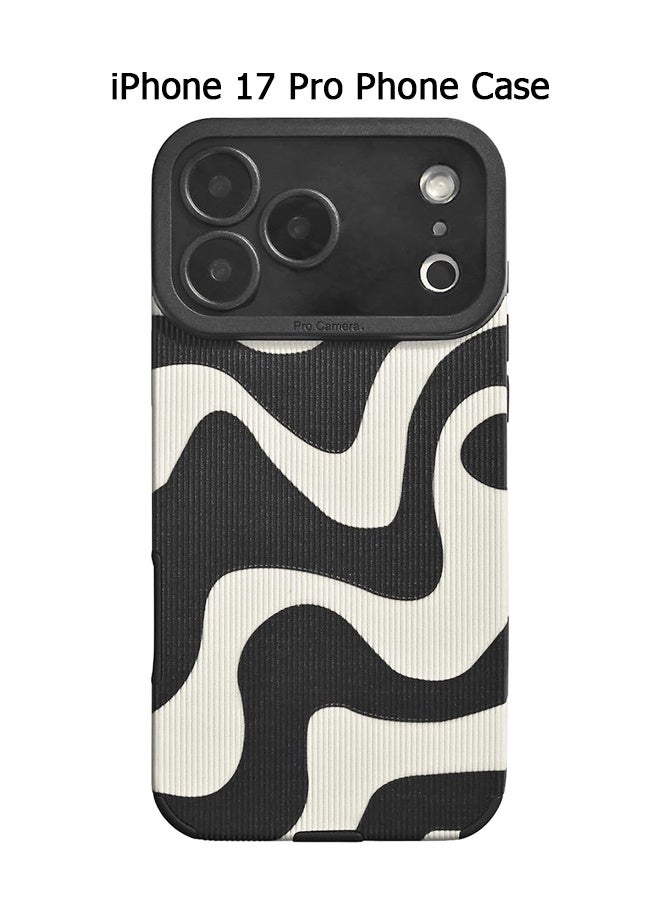Wffo For iPhone 17 Pro Case - Cute Zebra Wave Pattern Design Case for Women Girls Soft TPU Bumper Anti-Scratch Shockproof Full Camera Protective Case Cover for iPhone 17 Pro - Black White - Image 1