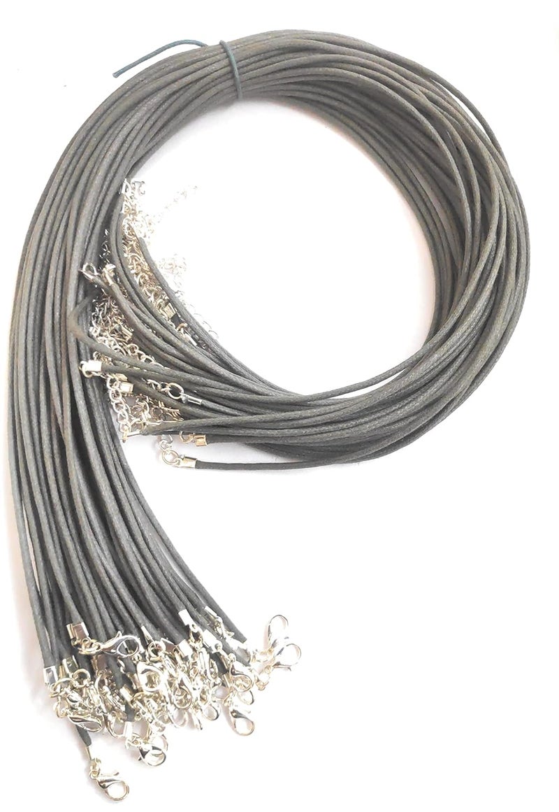 SIJCM 50 Pcs Of Cotton Wax Cord Necklace Cord with Lobster Clasp for Jewelry Making with 2 Chain Extension End - Image 1
