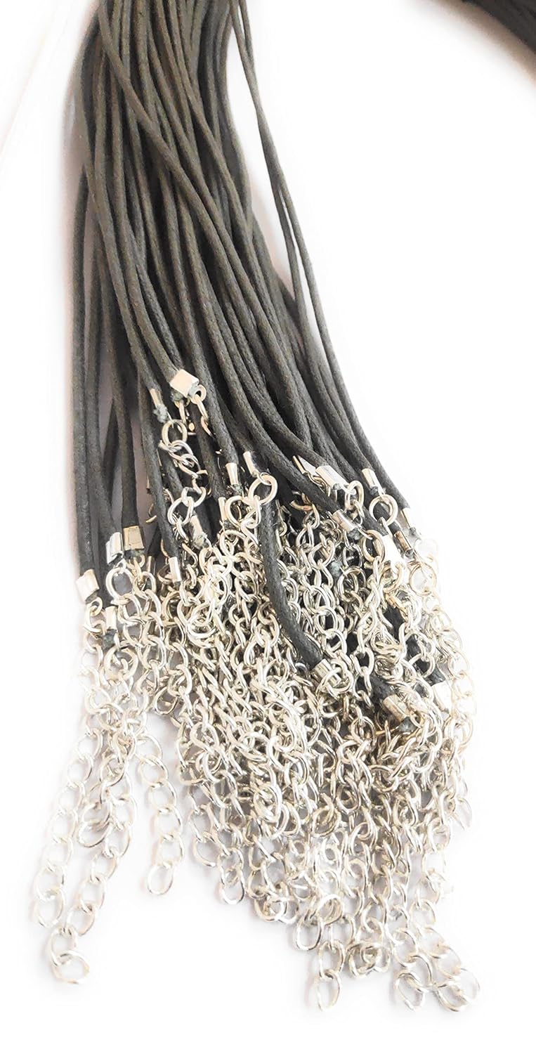 SIJCM 50 Pcs Of Cotton Wax Cord Necklace Cord with Lobster Clasp for Jewelry Making with 2 Chain Extension End - Image 5