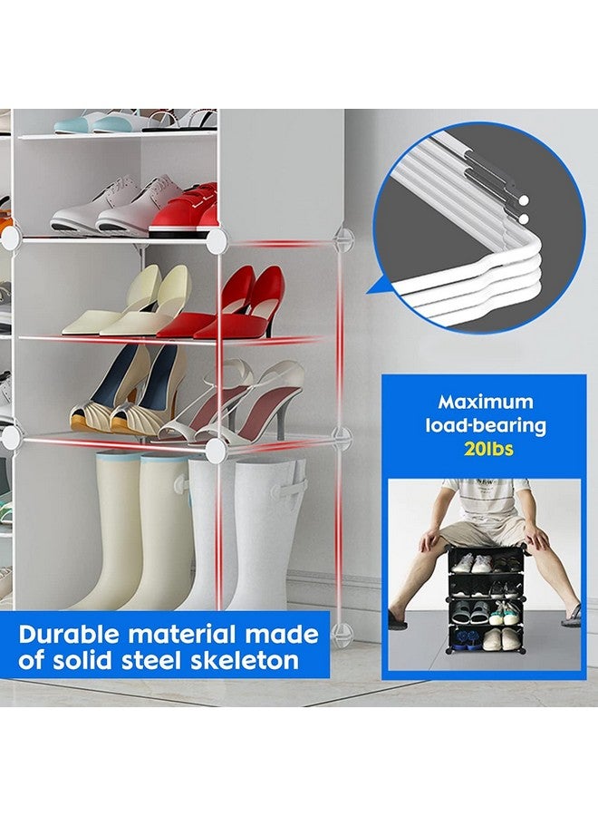 AYSIS Portable Shoe Rack for Home with Door,Adjustable Plastic Shoe Rack for Bedroom/Outdoor Waterproof,36 Pair Shoe Storage Organizer,Made of High-Density PP Frame for Stability (White) - Image 4