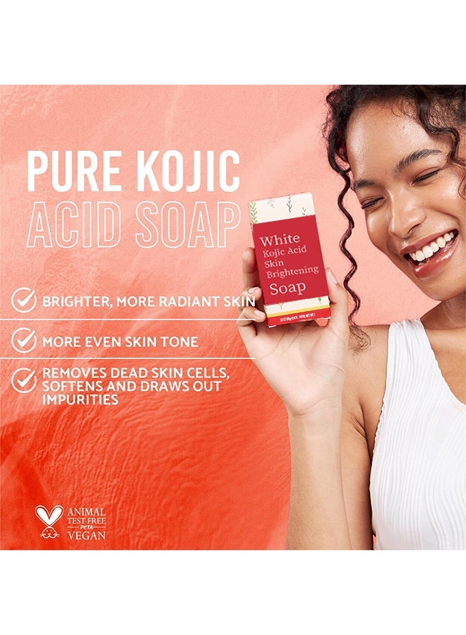 وايت صابون تفتيح البشرة حمض الكوجي ، للبشرة المتوهجة والإشراق ، والبقع الداكنة ، وتجديد شباب البشرة ، وتفاوت لون البشرة | أقصى قوة ، خالية من SLS ، خالية من البارابين ، (100 جم / 2 بار) - Image 5