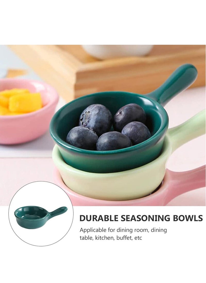 SYOSI - Ceramic Sauce Dishes Chip & Dip Sets Colorful Mini Bowl Set Ketchup Side Dish Tableware Condiment Relish Plate Seasoning Soy Sauce Dishes Stackable Ramekins with Grip Handle (Colorful 5 Pcs) - Image 1