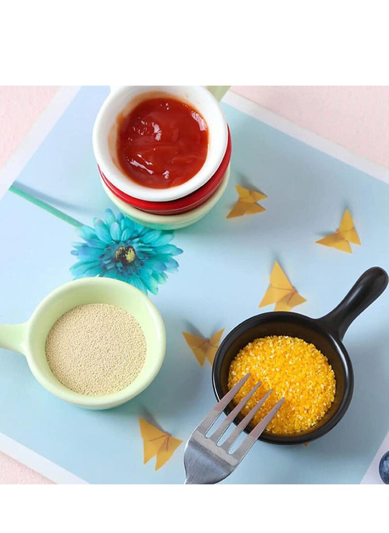 SYOSI - Ceramic Sauce Dishes Chip & Dip Sets Colorful Mini Bowl Set Ketchup Side Dish Tableware Condiment Relish Plate Seasoning Soy Sauce Dishes Stackable Ramekins with Grip Handle (Colorful 5 Pcs) - Image 1