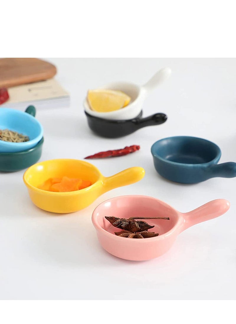SYOSI - Ceramic Sauce Dishes Chip & Dip Sets Colorful Mini Bowl Set Ketchup Side Dish Tableware Condiment Relish Plate Seasoning Soy Sauce Dishes Stackable Ramekins with Grip Handle (Colorful 5 Pcs) - Image 1