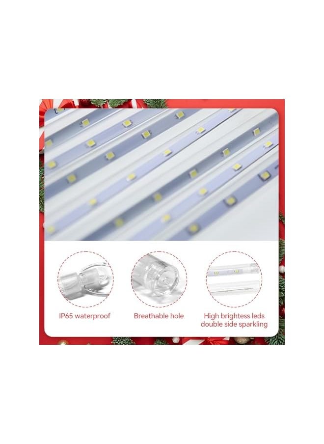 The Bros Diwali Christmas Lights Outdoor Solar Meteor Shower Lights 20 inch 10 Tubes 360 LEDs IP65 Waterproof Icicle Lights Falling Rain Lights for Tree Bushes Holiday Party Decor (Warm White)  - Image 4
