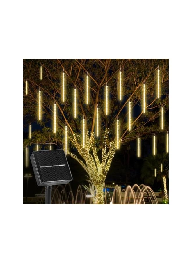 The Bros Diwali Christmas Lights Outdoor Solar Meteor Shower Lights 20 inch 10 Tubes 360 LEDs IP65 Waterproof Icicle Lights Falling Rain Lights for Tree Bushes Holiday Party Decor (Warm White)  - Image 2