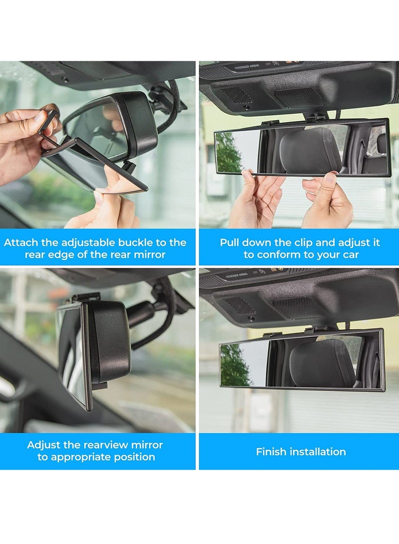 Rear View Mirror, Universal 11.81 Inch Panoramic Convex Rearview Interior Clip-on Wide Angle Reduce Blind Spot Effectively for Car SUV Trucks - Image 4