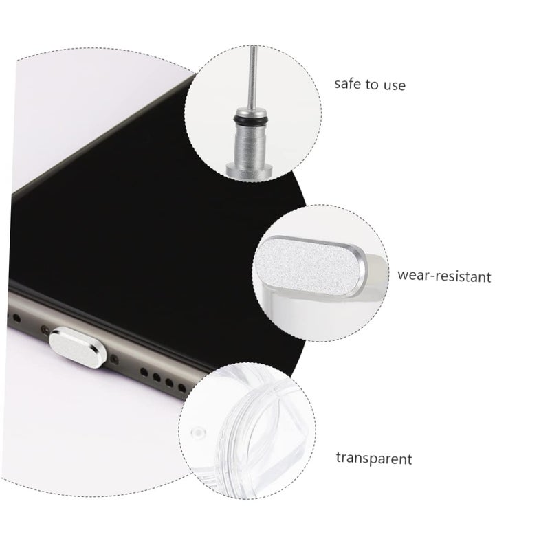 2Pcs Silver Reusable Dust Plug Covers For Phone Charging Port And Headphone Jack - Image 3