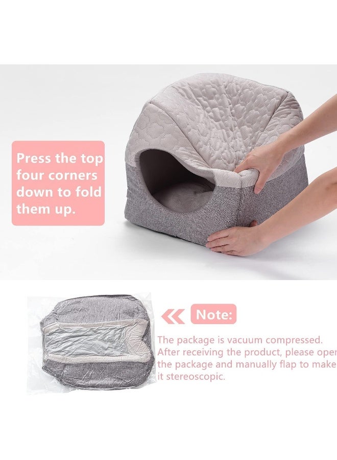 Mumoo Bear Cat Cosy Cube Igloo Bed, 3-in-1 Foldable Cat Dog Soft Sofa Cave Bed, Cool and Warm Tent Cave Microfiber Bed House with Removable Washable Cushion Pillow for Indoor Cats Small Dogs - Image 4