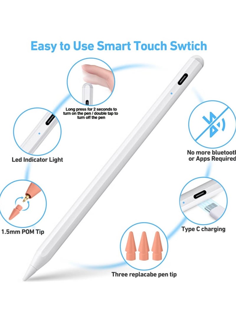 JAJEEK Stylus Pen for iPad, Active Pencil with 10 Mins Charge, Palm Rejection Tilt Sensor, Magnetic Pen Compatible with 2018-2022 iPad Pro 11"/12.9", iPad 10/9/8/7/6, iPad Mini 5/6, iPad Air 3/4/5 - Image 3