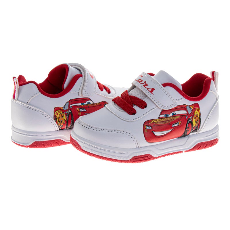 Josmo Kids Cars Shoes Boys Lightning McQueen Sneakers Lightweight Breathable Athletic Shoe - White Cherry Size 6 Toddler - Image 4
