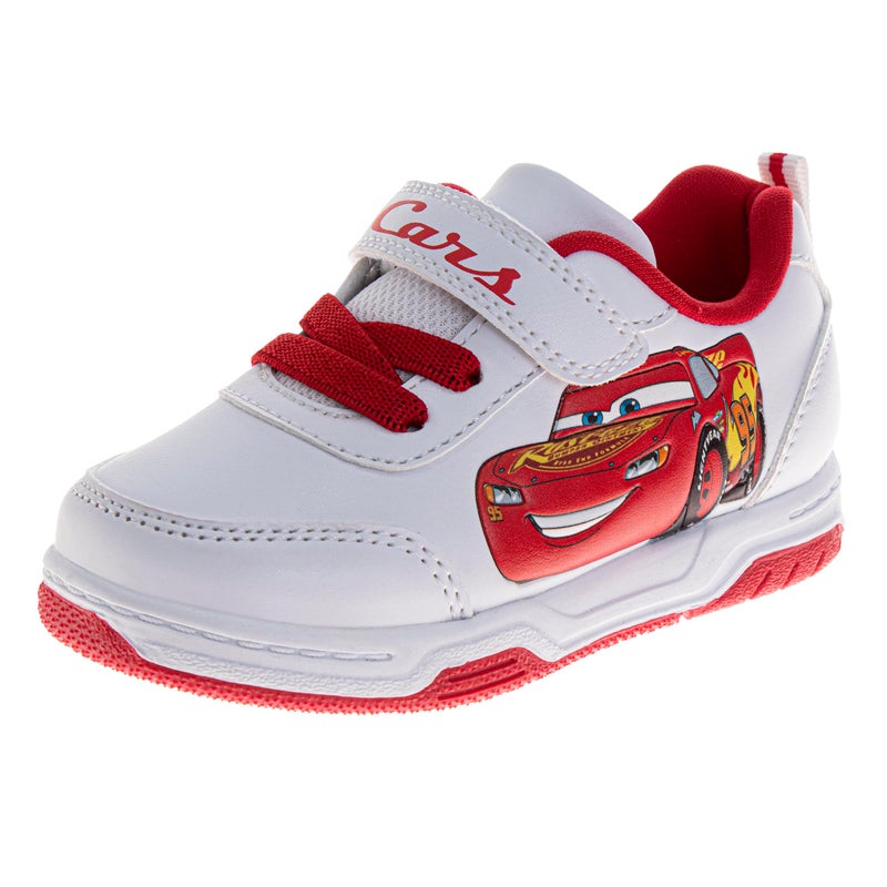 Josmo Kids Cars Shoes Boys Lightning McQueen Sneakers Lightweight Breathable Athletic Shoe - White Cherry Size 6 Toddler - Image 1