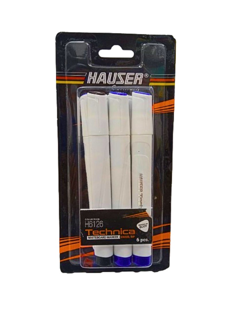 HAUSER WHITEBOARD MARKER TECHNICA CHISEL TIP 6PCS - Image 1