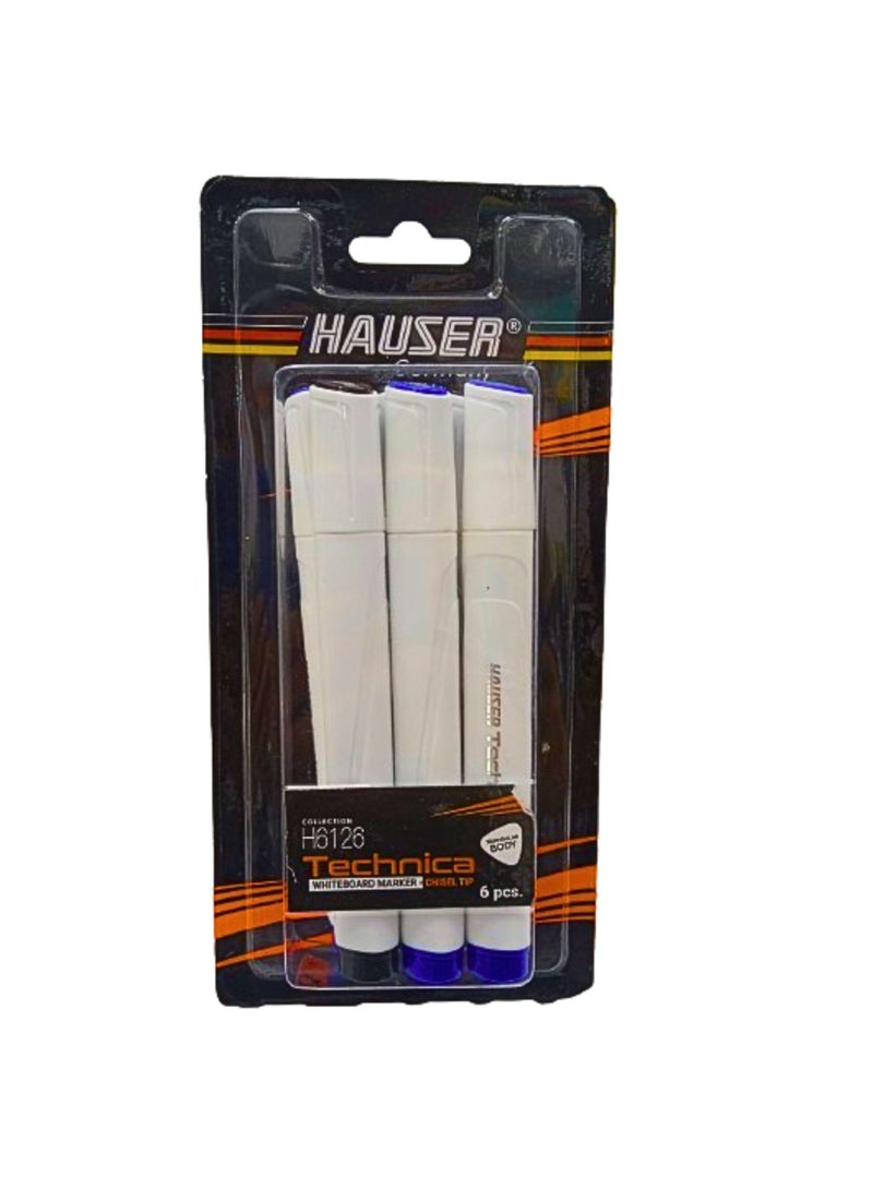 HAUSER WHITEBOARD MARKER TECHNICA CHISEL TIP 6PCS - Image 2