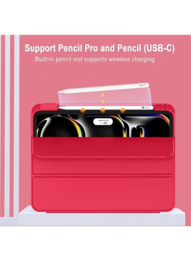 جاجيك 8-Inch Universal Tablet Case with Pencil Holder – Premium PU Leather Folio Stand Protective Cover for 8" Tablets – Shockproof, Slim & Stylish with Multi-Angle Stand – Red - Image 2