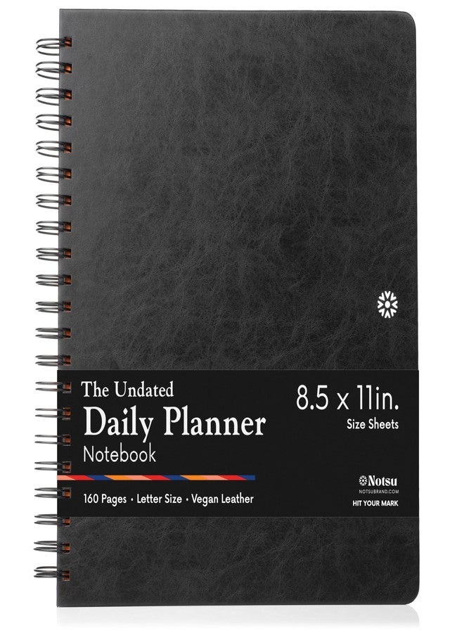 Notsu Undated Daily Planner Notebook | Minimalist Productivity Planner with To Do List, Agenda, Dot Grid, Lined, Notes sections. 160 Pages, Thick Paper 120 gsm, 8.5 x 11 inches, Premium Black Vegan - Image 1