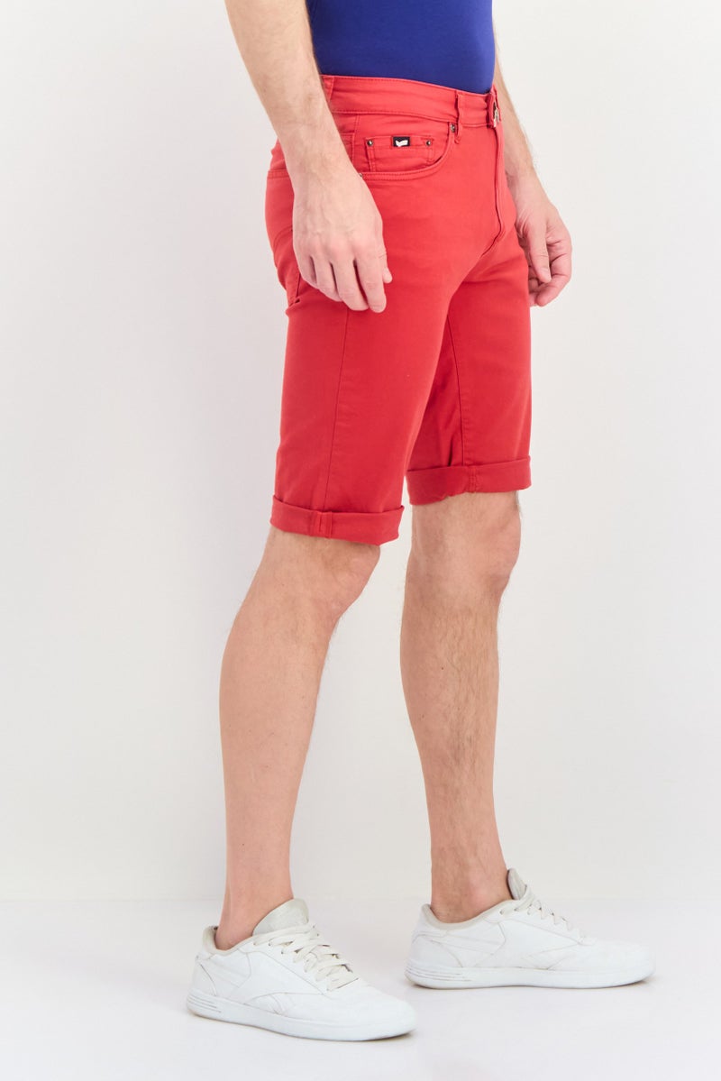 GAS Men Brand Logo Denim Shorts, Red - Image 2