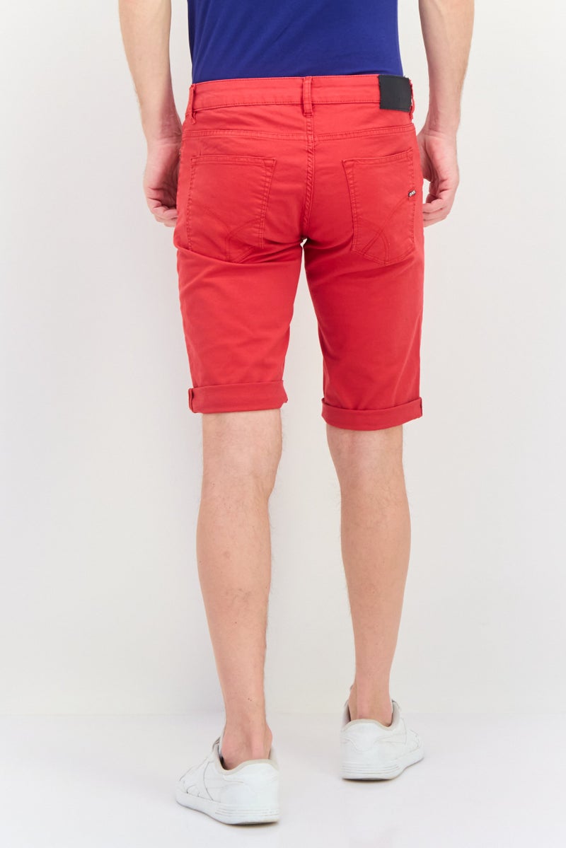 GAS Men Brand Logo Denim Shorts, Red - Image 4