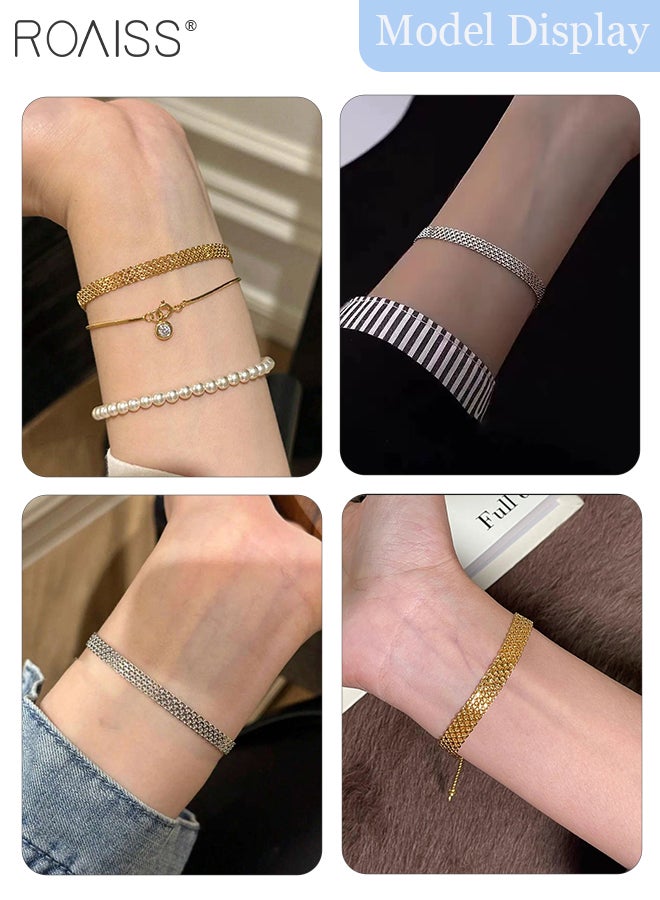 رويس قطعتان من أساور ميلانو الفاخرة المصنوعة من شبكة منسوجة مع شرابات، مجموعة مجوهرات أنيقة ورائعة، كهدية مثالية للنساء - Image 2