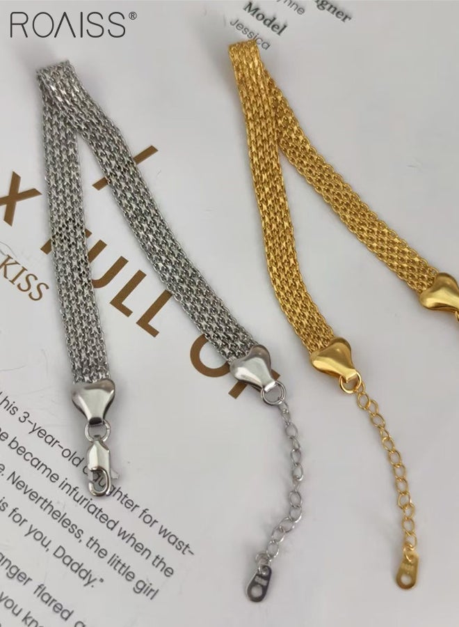 رويس قطعتان من أساور ميلانو الفاخرة المصنوعة من شبكة منسوجة مع شرابات، مجموعة مجوهرات أنيقة ورائعة، كهدية مثالية للنساء - Image 5