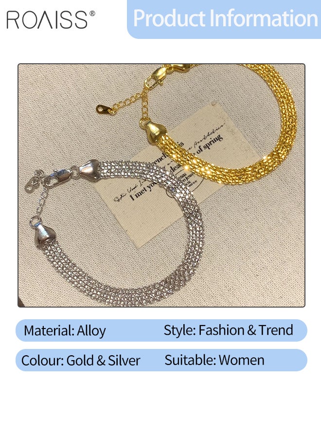 رويس قطعتان من أساور ميلانو الفاخرة المصنوعة من شبكة منسوجة مع شرابات، مجموعة مجوهرات أنيقة ورائعة، كهدية مثالية للنساء - Image 4