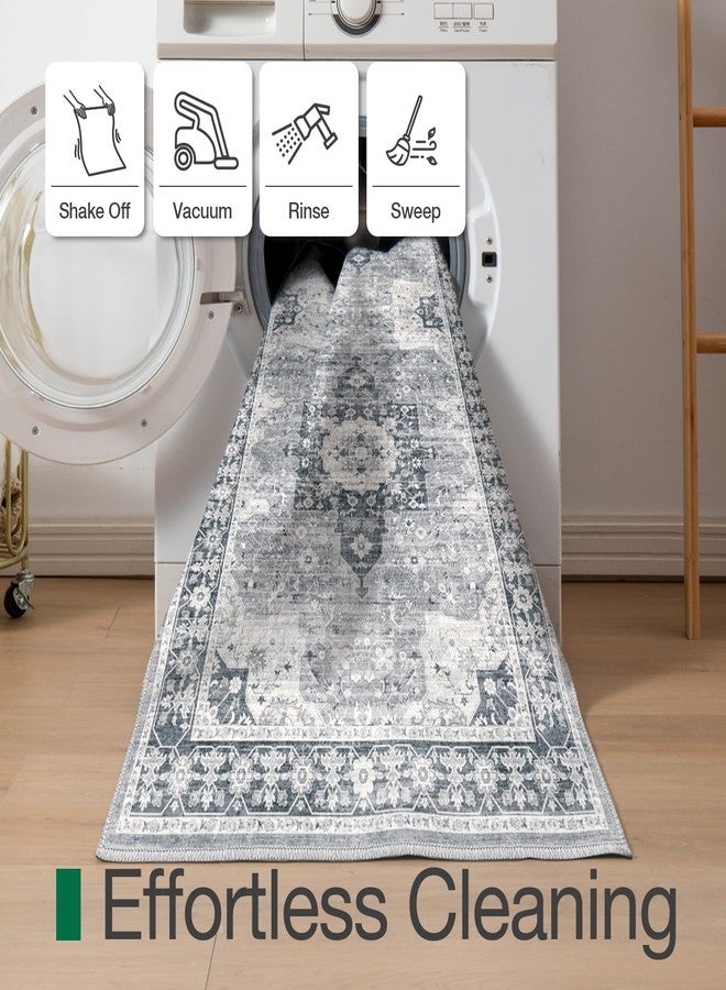 لومي سجادة باب داخلية رقيقة من لومي، مقاس 18×30، قابلة للغسل، صغيرة الحجم، مانعة للانزلاق وماصة للماء، سجادة أرضية شرقية، سجادة عتيقة الطراز للباب الأمامي، المدخل، غرفة النوم، لون أزرق - Image 5