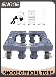 Snooe Fridge Stand Mobile Base With 4 Locking Wheels Pedestal, Adjustable Increasing Height Base 4 Strong Feet Heavy Duty Washing Machine Stand Base for Furniture Refrigerator Dryer Stand  - Image 1
