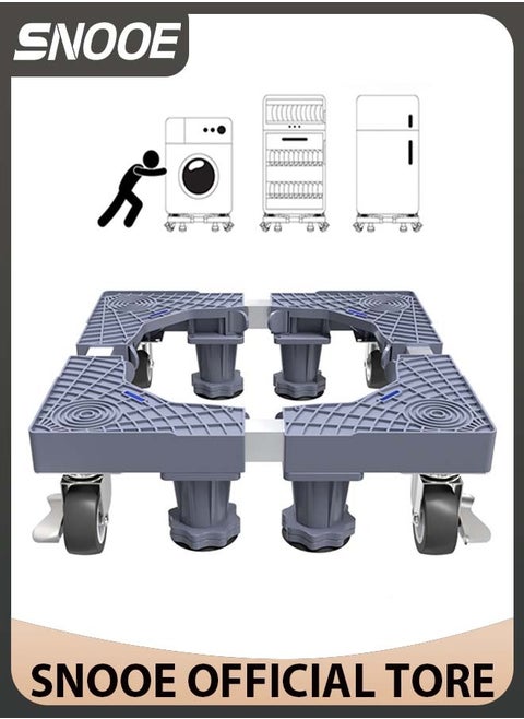 Fridge Stand Mobile Base With 4 Locking Wheels Pedestal, Adjustable Increasing Height Base 4 Strong Feet Heavy Duty Washing Machine Stand Base for Furniture Refrigerator Dryer Stand