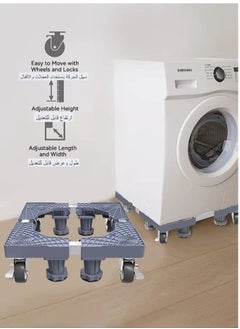 Snooe Fridge Stand Mobile Base With 4 Locking Wheels Pedestal, Adjustable Increasing Height Base 4 Strong Feet Heavy Duty Washing Machine Stand Base for Furniture Refrigerator Dryer Stand  - Image 4