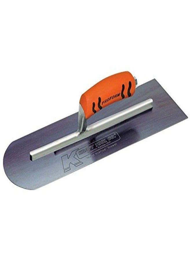 Kraft Tool CF285BPF Blue Steel Round End-Square Back Cement Trowel with ProForm Handle, 16 x 4-Inch - Image 1