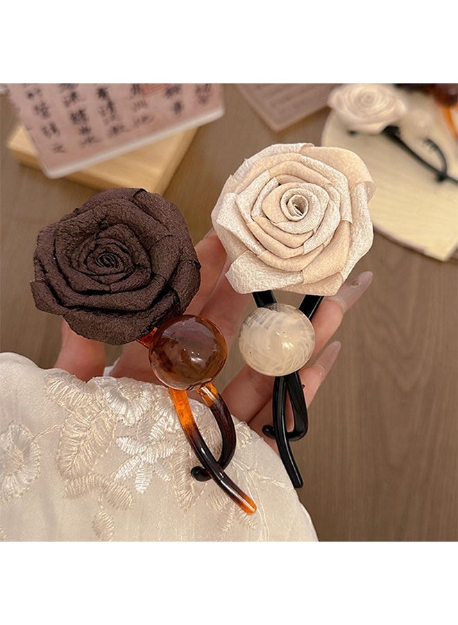GD 2 Pcs Vintage Rose Pearl Hair Clips for Women S-shaped Twist Hair Clip Dried Roses Hair Claw Clips for Thick Hair French Hair Pin Hair Claws Hair Barrettes Flower Hair Pins Ponytail Holders Hair Accessories - Image 5