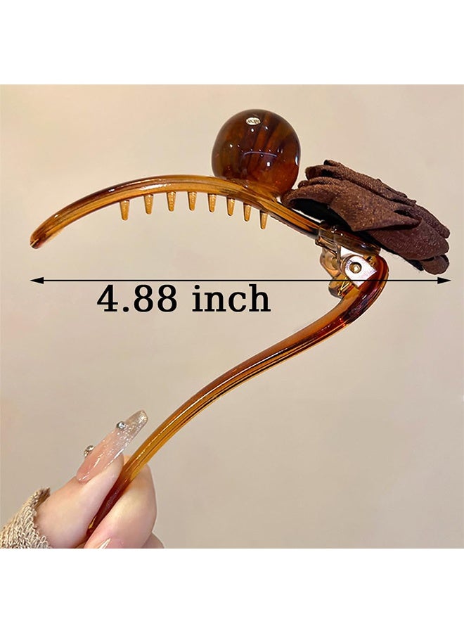 GD 2 Pcs Vintage Rose Pearl Hair Clips for Women S-shaped Twist Hair Clip Dried Roses Hair Claw Clips for Thick Hair French Hair Pin Hair Claws Hair Barrettes Flower Hair Pins Ponytail Holders Hair Accessories - Image 2