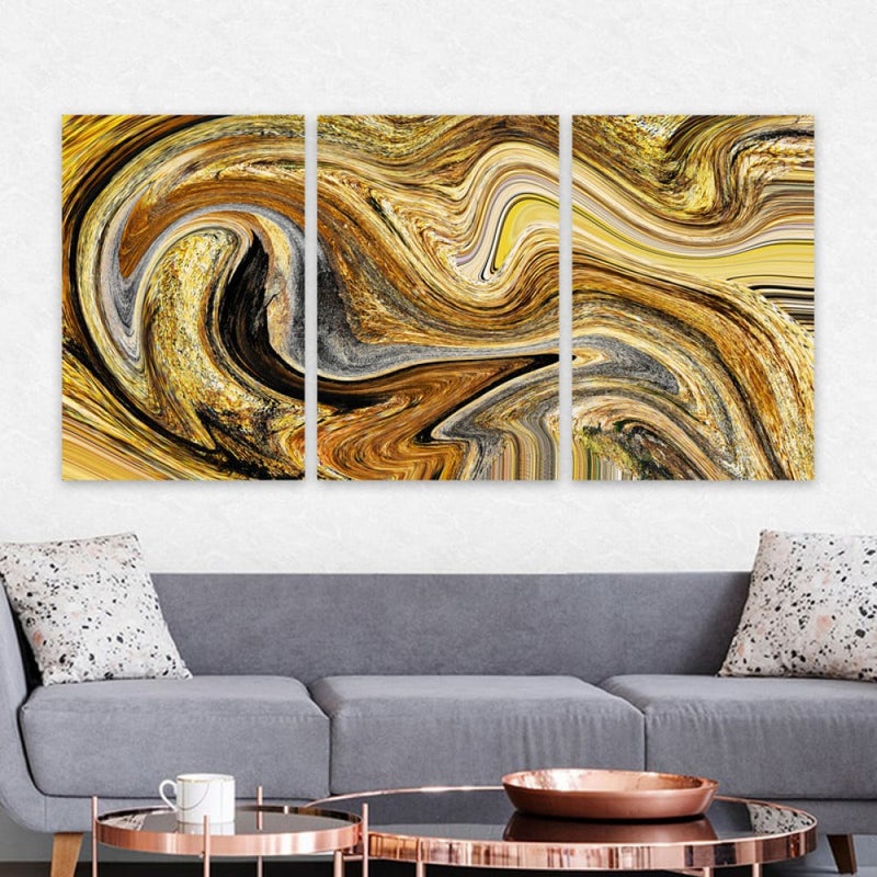 Marktna Three luxurious canvas prints with a modern design and a hollow frame, measuring (120×60), three pieces - Image 1