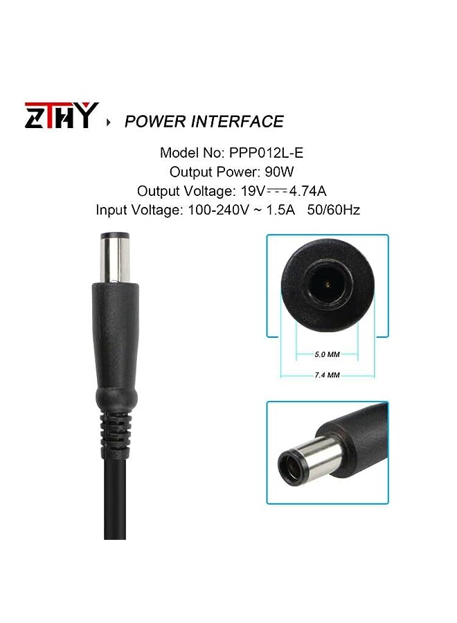 ZTHY 90W Ac Adapter Laptop Charger For Hp Elitebook 8460P 8470P 8440P 8560P 8760P 8460W 8470W 8570W 8770W Probook 4430S 4440S 4520S 4530S 4540S Compaq 6730B 6530B 6560B Laptop Power Supply Cord - Image 2